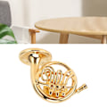 Miniatyrbild 1 av 8: Miniatyr Fransk Horn Guld Färg Utsökt Elegant Hållbar Metall Hög Simulering Mini Fransk Horn Modell för Bord Hylla