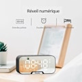 Miniatyrbild 3 av 5: 5-i-1 Multifunktionell Klocka, Elegant Spegel LED-Display Väckarklocka Med Dubbla Alarm För Flickor Vuxna, Stöd För TF-kort, Bluetooth-Högtalare