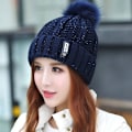 Miniatyrbilde 1 av 6: Vinter Koreansk ullhatt for damer med pluss fløyelspolstring, skjerf, sykkelhatt, varm, kuldebestandig, strikket ørebeskyttelse, trendy lue