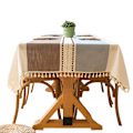 Miniatyrbild 1 av 5: Elegant Duk, Bomull Linne Rektangulära Dukar med Toppkant, Modernt Enkelt Randigt Mönster för Kök & Matsal, 140x220 cm