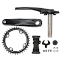Miniatyrbillede 2 af 8: Mountainbike Krank 170mm Hul Integreret Krankarm Sæt med Bundbeslag 36T Bredt Smalt Tand Enkelt Klinge Sort