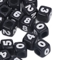 Miniatyrbilde 5 av 8: 300 stk tallperler i svart kube akryl tallperler for DIY smykkefremstilling armbånd halskjeder nøkkelringer