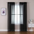 Miniatyrbillede 3 af 8: Gardiner Paneler Soveværelse Semi Sheer Voile Gardiner Sort (100*250)