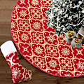Miniatyrbild 1 av 4: Julgransmatta, Snöflingemönster, Högkvalitativt Polyestertyg för en Tjock Textur, Festlig Atmosfär för Julfest Hemma