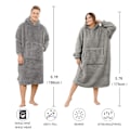 Miniatyrbillede 2 af 5: Oversized hættetrøje-sweatshirt TV-tæppe med lange ærmer, lomme