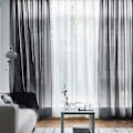 Miniatyrbillede 2 af 8: Gardiner Paneler Soveværelse Semi Sheer Voile Gardiner Sort (100*250)