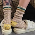 Miniatyrbillede 1 af 6: Smiley Hæl Tykke Japansk Stil Værktøjsfarve Split Stribede Mænds og Kvinders Strømper Moderne Strømper
