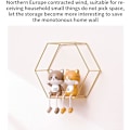 Miniatyrbild 7 av 7: Hexagon Flytande Hyllor, Nordisk Järnkonst för All Dekoration, Robust och Stabil med Högkvalitativ Massiv Träskiva i Botten, Perfekt för