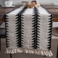 Miniatyrbilde 4 av 6: Bordflagg Svart og Hvit Bomulls Tråder Kontrastfarge Stripe Sydd Vevd Kvast Naturlig Materiale Amerikansk Festival