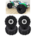 Pikkukuva 1 / 8: 4 kpl RC-auton 155 mm renkaat ja vanteet sarja sienellä sisäkkeet vesilinjat 1/8 1/10 Short Course Truck