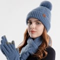 Miniatyrbillede 4 af 5: Dame Vinter Varm Hue Hat Touchscreen Handsker og Langt Halstørklæde