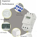 Miniatyrbild 5 av 5: Elektronisk Timer, Digital Programmerbar Timerbrytare för 35mm DIN-skenor, Noggrann till Minuten med Stor LCD-skärm, Idealisk för Krävande Applikationer