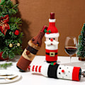 Miniatyrbild 5 av 6: Julens Elegans, Julvinflaskfodral med Kreativ Stickad Tomte och Snögubbe Design, Högkvalitativ Polyester Virkning,
