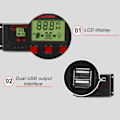 Pikkukuva 7 / 8: Aurinkokontrolleri PWM 12V 24V Automaattinen sovitus LCD-näyttö USB-portti Aurinkosäädin 40A