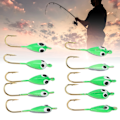 Miniatyrbilde 1 av 8: 10 stk Isfiske Jigger Pigghode Vinter Jigging Lokker Mini Krokhjelp Grønn Tadpole Form