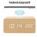 Miniatyrbild 5 av 5: Stilren digital väckarklocka i trä, röststyrningsfunktion för enkel användning, elegant modern design perfekt för sovrum eller kontor