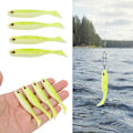 Miniatyrbillede 1 af 8: 4 stk. AR48 75mm/3.2g T Hale Blød PVC Agn Dobbelt Farver Jigging Wobblers Kunstig Lokkemadsgul Hvid