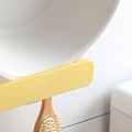 Miniatyrbild 7 av 8: Infällbart väggmonterat diskbänksställ för badrum kök förvaring självhäftande lapp ingen stansning vägg grytlockshållare gul