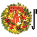 Miniatyrbild 1 av 7: Förbelyst Julkrans, 40 Varmvita LED-lampor Med Batteridriven Timerfunktion, Lätt Att Dekorera För Inom- och Utomhusutrymmen Med Realistisk Gran