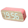 Miniatyrbilde 6 av 8: Bluetooth-høyttaler vekkerklokke digital klokke med Bluetooth-høyttaler speil digital display vekkerklokke for soverom kontor rosa
