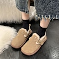 Miniatyrbillede 5 af 5: Dames Plys Sko Efterår og Vinter Mode Blød Bund Slip-On Fleeceforet Varme Bomuldsfyldte Sko Plus Størrelse Boken Sko