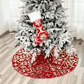 Miniatyrbild 4 av 4: Julgransmatta, Snöflingemönster, Högkvalitativt Polyestertyg för en Tjock Textur, Festlig Atmosfär för Julfest Hemma