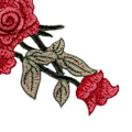 Miniatyrbild 3 av 8: 2 st broderade lappar röda blommönster handgjorda DIY sylappar för kläder ryggsäck filt