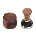 Miniatyrbillede 3 af 8: 3 stk. Kaffekværn Tamper Holder Valnød Træ Gummi Rustfrit Stål Bådformet Fordeler Stativ Kaffe Tilbehør Til 58mm Base 58mm Tamper 58mm