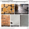 Miniatyrbild 5 av 6: Beröringsfri fuktsensor för trä och byggmaterial, noggrann och snabb mätning med programmerbara larm, högfrekvent avkänningsteknik