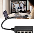 Miniatyrbilde 1 av 8: RJ45 Ethernet Splitter-kabel Enpunkts fire Ethernet-kabel Splitter ABS PCB RJ45 Splitter-adapter for bærbar PC