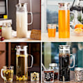Miniatyrbilde 4 av 5: Liter glasskaraffel, vannkaraffel, med lokk, transparent