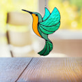 Pikkukuva 5 / 5: Stained glass -ikkuna riippuu, kolibri, aurinkokoukku ikkunan koristeluun