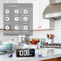 Miniatyrbild 5 av 5: Digital Väggklocka, Automatisk Dimning LED Spegel Stor Display, Dubbla Alarm med Snooze-funktion, Röststyrningsaktivering för Sovrumsinredning