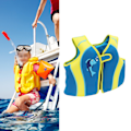 Miniatyrbillede 1 af 8: Børns svømmevest blå krog og løkke finne design justerbare stropper neopren blød børnesvømmejakke til rafting surfing M