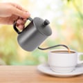 Miniatyrbild 1 av 8: Lång smal kaffekanna svart rostfritt stål rostfri liten häll över vattenkokare med lock för hem 350 ml