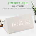 Miniatyrbild 3 av 5: Digital träväckarklocka, USB-driven sängklocka med LED-display