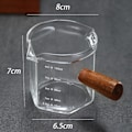 Miniatyrbillede 2 af 6: Espressokopper med træhåndtag, med hældetud og graduering, 120 ml