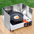 Miniatyrbild 4 av 5: Vikbart Vindskydd för Utomhuskök, Universellt Värmeskydd för Effektiv Matlagning Utomhus, Polerade Aluminiumplattor Portabelt Vindskydd
