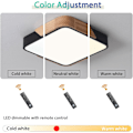 Miniatyrbild 3 av 5: Simplistisk Linjedesign Fyrkantiga Svarta Taklampor, Hög Säkerhet Högkvalitativa Material Inomhusbruk Modern LED-Taklampa Med Automatisk Timer
