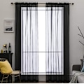 Miniatyrbillede 5 af 8: Gardiner Paneler Soveværelse Semi Sheer Voile Gardiner Sort (100*250)