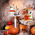 Miniatyrbilde 4 av 5: Trefl Halloween kritttavle skilt i tre for dekorasjon og interiør