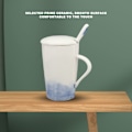 Miniatyrbillede 6 af 8: 400 ml keramisk krus blåt blækmalestil kaffekrus keramisk kaffekrus med ske låg til hjemmekontor