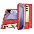 Miniatyrbild 1 av 5: Z Fold 5 Fodral, Lyxigt Läder Hybrid Plätering Pc Inbyggt Stativ Fodral Kompatibel Samsung Galaxy Z Fold 5 Med Skärmskydd