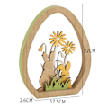 Miniatyrbild 4 av 5: Träpåskhare prydnad blommigt gräs äggformade ram prydnader