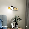 Miniatyrbillede 3 af 3: Led Vægslampe Vægslys Indendørs Belysning Træ Vægslampe Til Soveværelse Stue Kontor Gang, Drejelig 350 (sort)