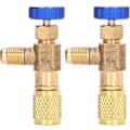 Miniatyrbillede 1 af 5: Køleventil, 2 stk. Kølemiddelventil, Fluoridopladningsadapter, Aircondition Kølemiddelstyringsventil til R22 R404 R407 1/4sae gevind Refr
