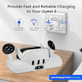 Miniatyrbillede 4 af 5: Auniq opladningsstation til Oculus/meta Quest 3, VR-headset opladningsstativ til Quest 3 headset & controller opladningsstation med 2 genopladelige batterier,