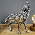 Miniatyrbillede 3 af 3: Metallisk sølv og guld gotisk steampunk ulv statue kunst skulptur statue figurer dekoration gave skrivebordslegetøj gaver boligindretning