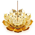 Miniatyrbillede 1 af 5: Røgelsesholder i zinklegering, Lotus Stick Røgelsesbrænder, Røgelsesholder til Stick/Spiral/Kegle Røgelse, Med Askeopsamler, Guld