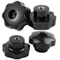 Pikkukuva 3 / 3: 2 kpl M10 naaraslangalliset mutterit 50mm muoviset tähtipäiset kiinnitysknupit kahvalla ja M8 x 50mm halkaisijaiset kierteet